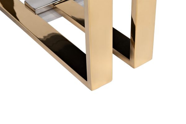 47ED-20910 Стол журнальный черн.стекло/хром+золото 120*60*40см — изображение 5