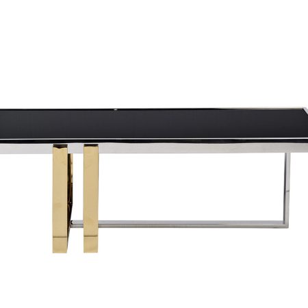 47ED-20910 Стол журнальный черн.стекло/хром+золото 120*60*40см