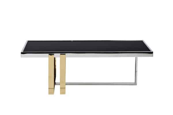 47ED-20910 Стол журнальный черн.стекло/хром+золото 120*60*40см