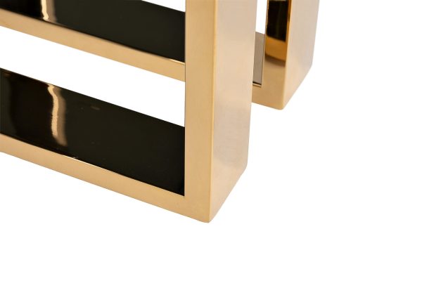 47ED-20920 Стол журнальный черн.стекло/хром+золото 55*55*55см — изображение 4
