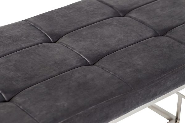 47ED-BEN005-GR Банкетка серый велюр/хром 99*45,5*46см — изображение 3