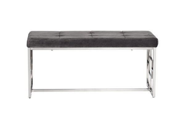 47ED-BEN005-GR Банкетка серый велюр/хром 99*45