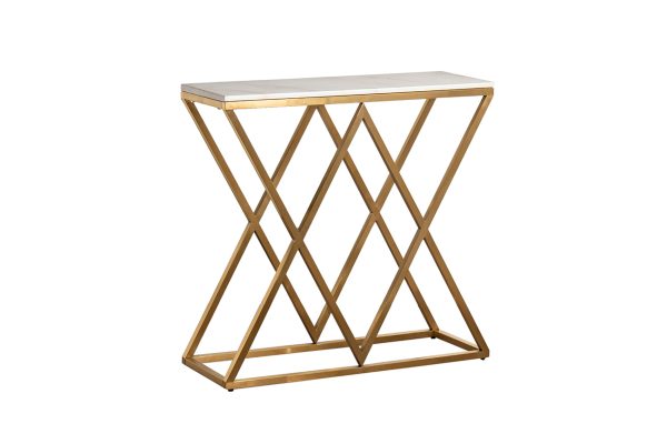 47ED-CST026/80GOLD Консоль Bianco Namibia бел.мр/мат.зол80*30*78 — изображение 2