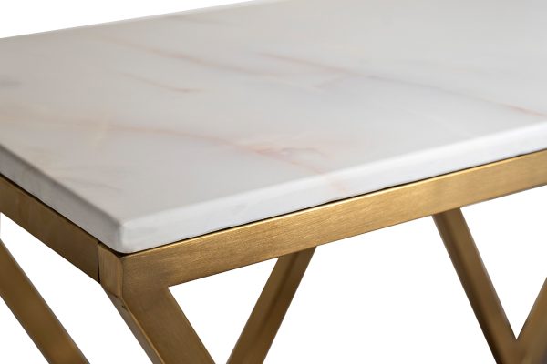 47ED-CST026/80GOLD Консоль Bianco Namibia бел.мр/мат.зол80*30*78 — изображение 3