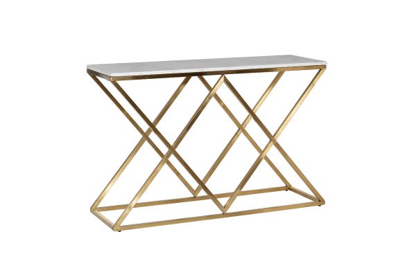 47ED-CST026GOLD Консоль Bianco Namibia бел.мрам/мат.зол120*40*78 — изображение 2