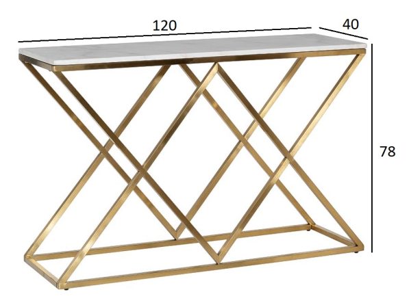 47ED-CST026GOLD Консоль Bianco Namibia бел.мрам/мат.зол120*40*78 — изображение 4