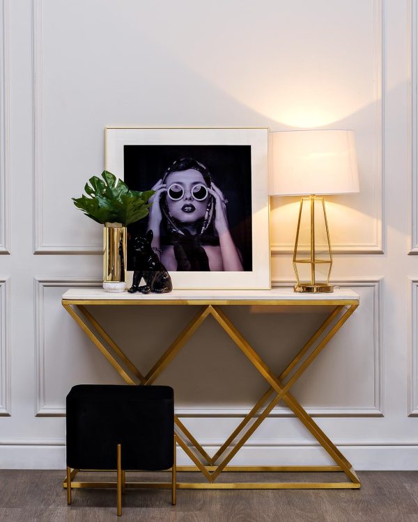 47ED-CST026GOLD Консоль Bianco Namibia бел.мрам/мат.зол120*40*78 — изображение 5