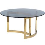 47ED-CT062GOLD Стол журнальный темн.стекло/золото d90*45см