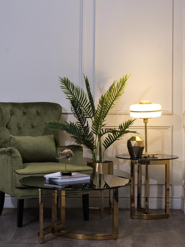 47ED-CT062GOLD Стол журнальный темн.стекло/золото d90*45см — изображение 5