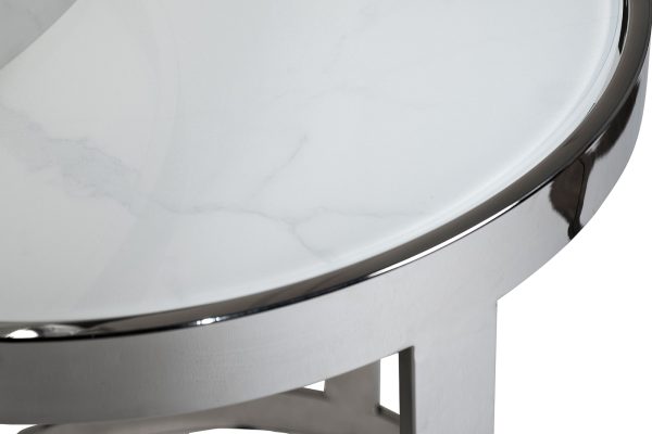 47ED-ET081S Столы журн(наб из 2шт)стекло мрам/хром d60*60/d46*50 — изображение 2