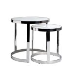 47ED-ET081S Столы журн(наб из 2шт)стекло мрам/хром d60*60/d46*50