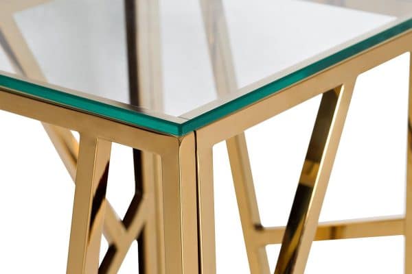 47ED-FS015GOLD	Стол журнальный высокий прозр.стекло/зол.30*30*75 — изображение 2