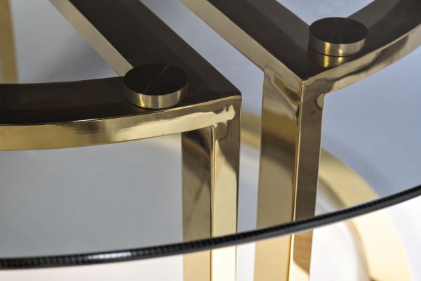 47ED-GDCT002 Стол журнальный GardaDecor темн.стекло/зол d100*45 — изображение 2