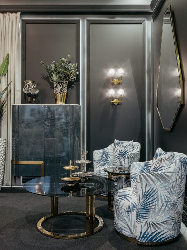 47ED-GDCT002 Стол журнальный GardaDecor темн.стекло/зол d100*45 — изображение 5