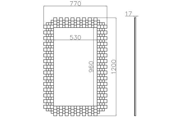50SX-9192 Зеркало прямоуг. рама с зеркальными вставками 120*77cм — изображение 3