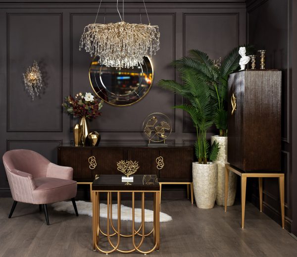 55RD3153 Декор "Листья с 2 золотыми птичками" 40*46см — изображение 2