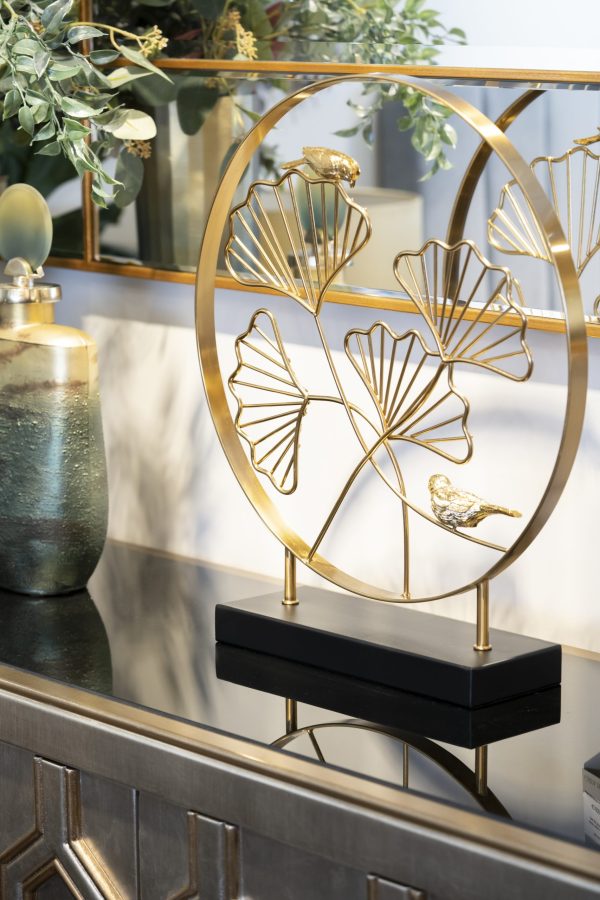 55RD3153 Декор "Листья с 2 золотыми птичками" 40*46см — изображение 3