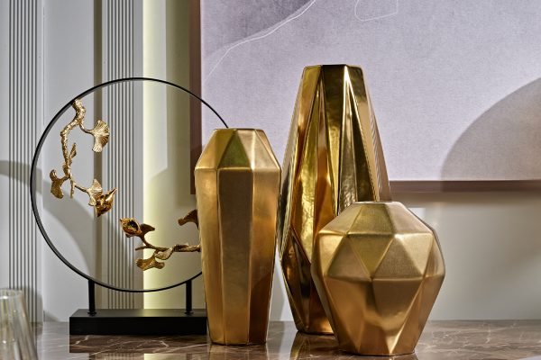 55RD3750L Ваза керамическая цвет золотой d17*37см — изображение 3