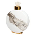 55RD4283L Ваза с крышкой керам. белая с серым декором 28*8*39см