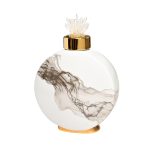 55RD4283S Ваза с крышкой керам. белая с серым декором 23*8*33см