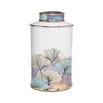 55RD4540L Ваза керамич. с крышкой белая "Листья Гинкго" d18*31см