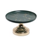 55RD4557L Блюдо декор. зеленое на золотой подставке d25*15см