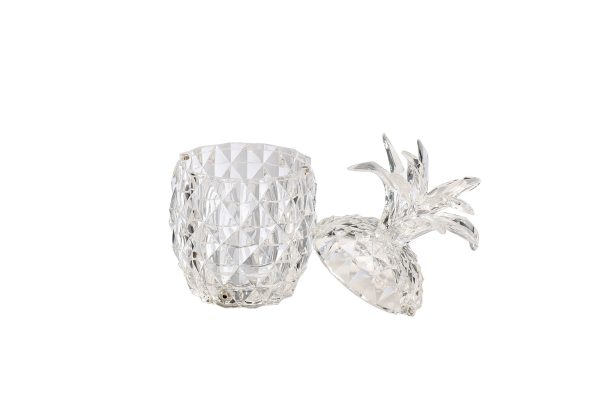 55RD5606 Статуэтка- шкатулка  "Ананас" прозрачная с крышкой/подсветкой 15*14*22см — изображение 2