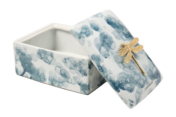 55RD6078L Шкатулка голубая со стрекозой 19*14*13см — изображение 2