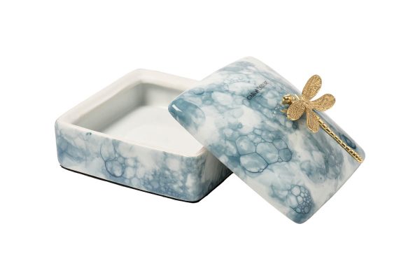 55rd6078s-shkatulka-golubaja-so-strekozoj-13139sm-1 55RD6078S Шкатулка голубая со стрекозой 13*13*9см — изображение 2