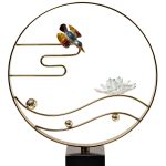 55RD6140  Декор настольный с цветком и птичкой 30*8*41см