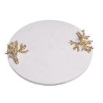 55RD6272  Поднос мраморный  с золотым декором  d34*8см