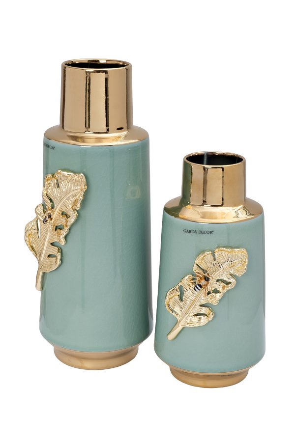 55RD6345L Ваза керамическая с золотым декором15*14*38см — изображение 2