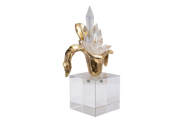 55RD6489L Декор настольный "Цветок на кристалле" 13*8*22см