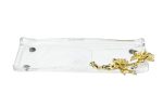 55RG5983S Поднос стеклянный с золотым цветком 29*14*5см