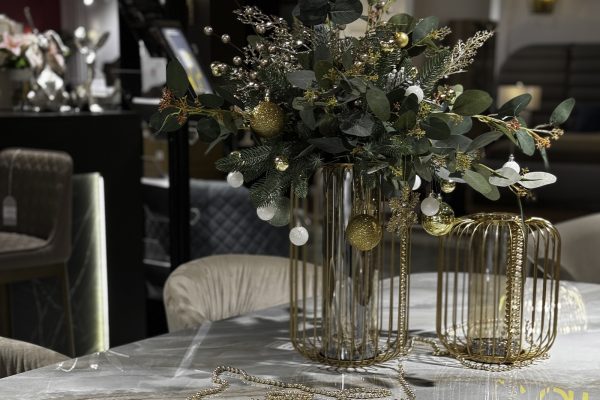 55RV2946S Ваза-подсвечник декоративная металл/стекло d21*25,5см — изображение 3