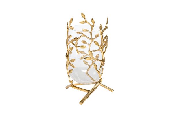 55RV3563S Ваза стеклянная с декором "Золотые ветви" d19*30см