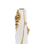 55RV5203M Ваза керамическая белая с золотым декором 10*9*24см