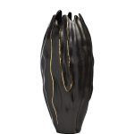 55RV5244L Ваза керамическая рельефная черная d15*40см