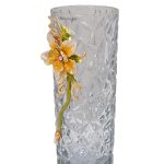 55RV6465L Ваза стеклянная с золотым цветком 15*12*29см