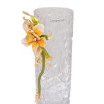 55RV6465S Ваза стеклянная с золотым цветком 13*10*25см