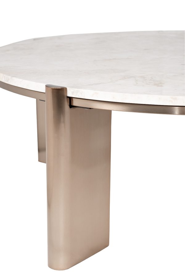 57EL-10082 Стол журнальный натур.белый мрамор Cass White d 105*37см — изображение 5