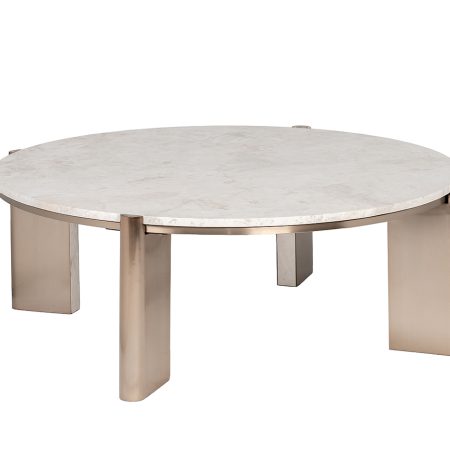 57EL-10082 Стол журнальный натур.белый мрамор Cass White d 105*37см