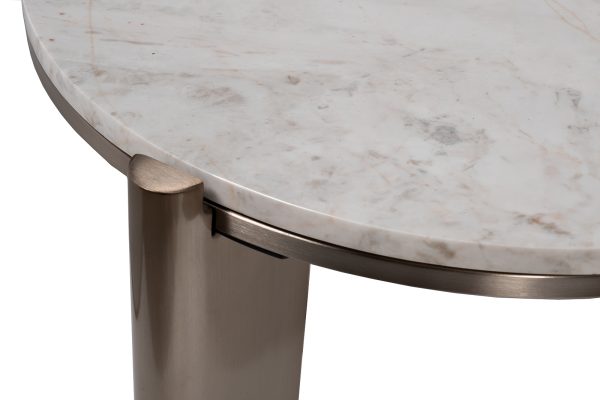 57EL-10083 Стол журнальный натур.белый мрамор Cass White d 57*50см — изображение 2