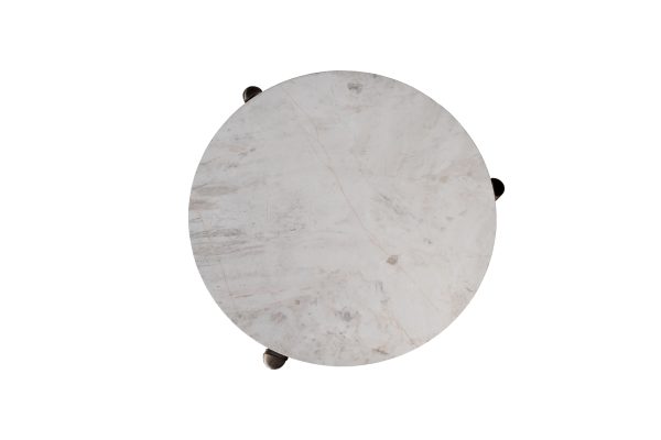57EL-10083 Стол журнальный натур.белый мрамор Cass White d 57*50см — изображение 4