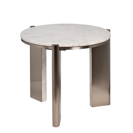 57EL-10083 Стол журнальный натур.белый мрамор Cass White d 57*50см