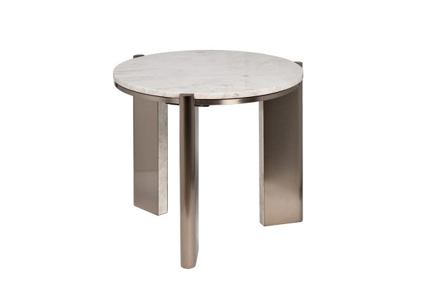 57EL-10083 Стол журнальный натур.белый мрамор Cass White d 57*50см