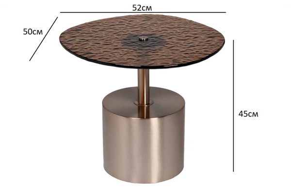 57EL-10853 Стол журнальный, стекло рельефное тонированное d 52*50*45см — изображение 3
