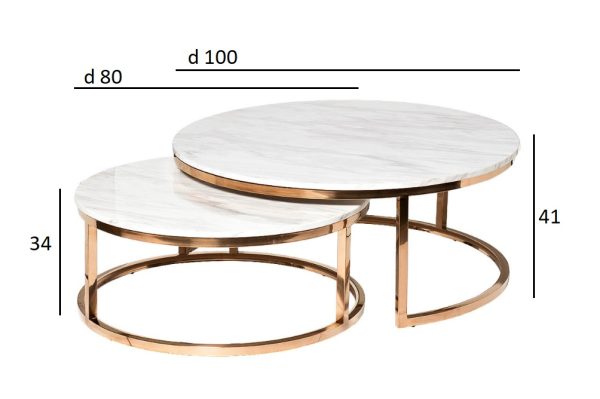 57EL-CT101А Стол журнальный(набор из 2 шт) d100*41/d80*34см — изображение 5