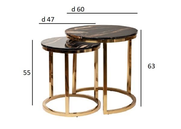 57EL-ET101B-BL Стол журнальный(набор из 2 шт) d60*63/d47*55см — изображение 4