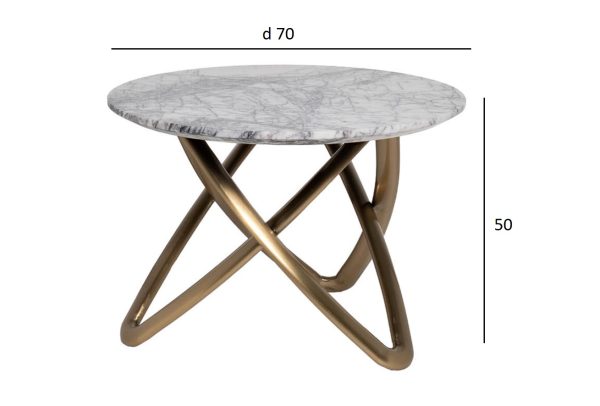 57EL-STOL/ZH-790B Стол журнальный натур. белый мрамор d70*50см — изображение 4